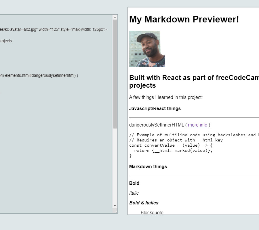 React Markdown Previewer